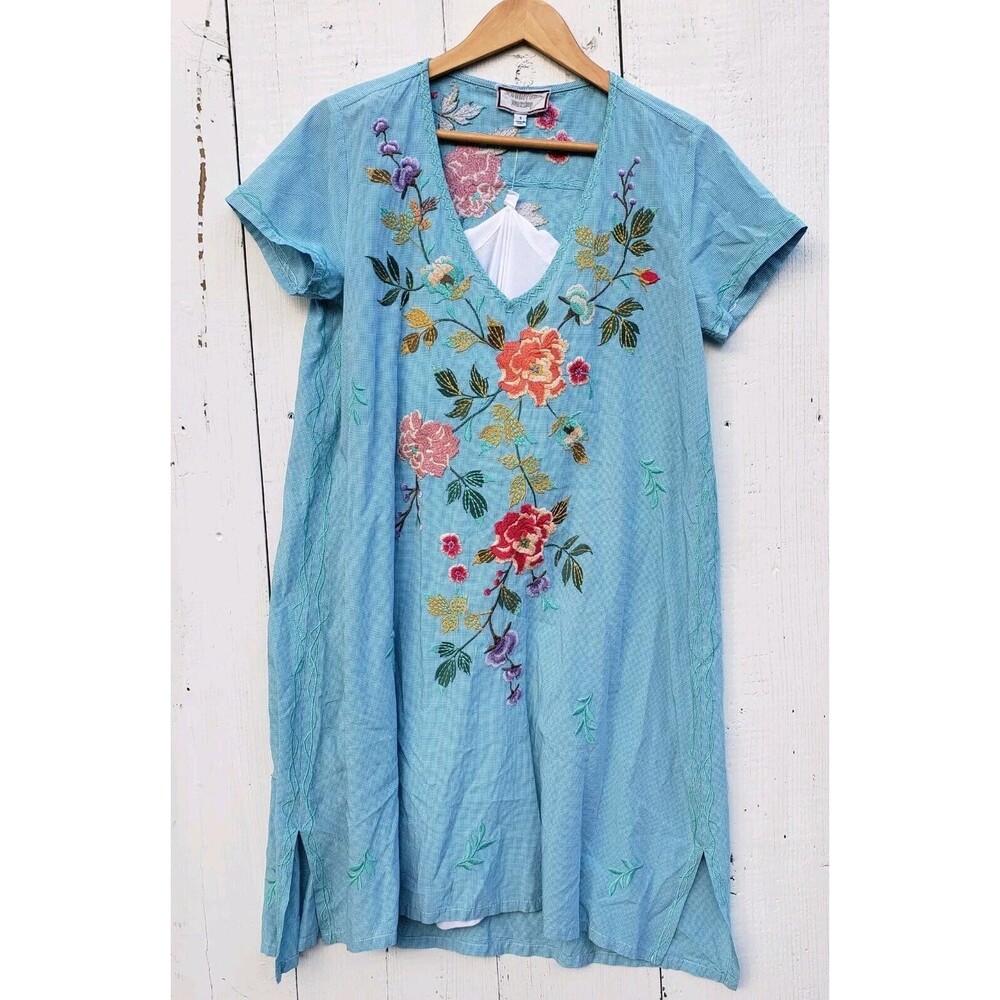 Johnny Was Workshop Adele Drape Cotton Blue Tunic… - image 2